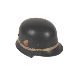 German Helmet with Good Liner Two partial decals and a painted stripe.Two partial decals and a paint