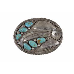 Sterling Silver and Turquoise Belt Buckle