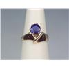 Image 2 : Pleasant 14K YG Ladies Freeform Design Ring Set with a fine round cobalt blue sapphire weighing 1.28