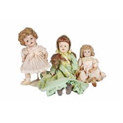 Collection of 3 Old Dolls Including "Ideal" composition and two hard plastic.Including "Ideal" compo