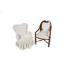 Image 1 : Collection of 2 Antique Chairs Both have champagne upholstery, one walnut arm chair and one fully up