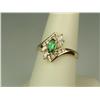 Image 2 : Exquisite 14K YG Ladies Designer Ring Set with a very fine green Colombian emerald weighing approx. 