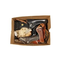 Lot of 27 Holsters Mixed lot of mostly leather holsters from a variety of makers. Some are custom, a