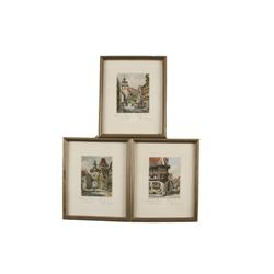Collection of 3 Small Etchings All are hand colored, signed by Paul Sollmann, image sizes are 4"x5",