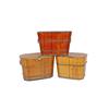 Image 1 : Asian Wooden Baskets with Lids Made from elm, one is stained with a cherry finish, the other two are