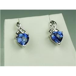 Gorgeous 10K WG Ladies Custom Made Earrings Set with 2 checkerboard cut Iolite weighing approx. 3.00