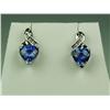 Image 2 : Gorgeous 10K WG Ladies Custom Made Earrings Set with 2 checkerboard cut Iolite weighing approx. 3.00