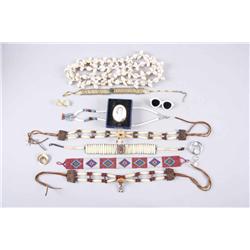 Large Lot of Costume Jewelry Includes a Zuni sterling silver bracelet that has minor loss to turquoi