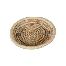Popago Basketry Tray with Geometric Designs Shows very good condition with minor whipping loss at ri