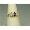 Image 2 : Dazzling 14K Yellow Gold Ladies Ring Set with a center MQ cut sapphire and 24 round cut diamonds wit