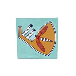 Original Oil on Canvas by Mildred Yollestened Depicting Indian good luck symbols with a dragonfly.De