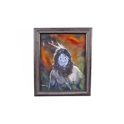 Original Oil on Canvas by MJCH Signed lower left hand corner, depicting an Indian Mud Head Kachina, 
