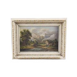 Original Oil on Board Unsigned, depicting Grissmill and Mount Stream, image size is 17 1/2"x12 1/2",