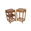 Image 1 : Collection of 2 Asian Night Tables Measures 28"x15"x15", tables have a natural wood stain, square le