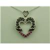 Image 1 : Attractive 14K WG Ladies Heart Design Pendant Fine set with over 20 round sapphires, rubies, and dia