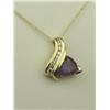 Image 1 : Elegant 10K YG Ladies Fashion Design Pendant Set with a trilliant cut created Alexandrite and channe