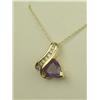 Image 2 : Elegant 10K YG Ladies Fashion Design Pendant Set with a trilliant cut created Alexandrite and channe