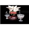 Image 1 : Collection of 5 Glass Items Including two pressed glass baskets, a German lead crystal footed dish, 