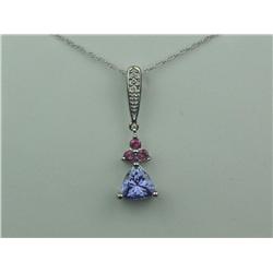 Ladies 14K WG Custom Design Pendant Set with a center trilliant cut Tanzanite weighing approx. 1.00 