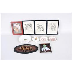 Assortment of American Southwest Items Including dishes, ashtrays, assorted 19th century photographs