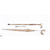 Image 1 : Collection of 3 Items Including an antique umbrella with Mother of Pearl handle, a sterling and bone