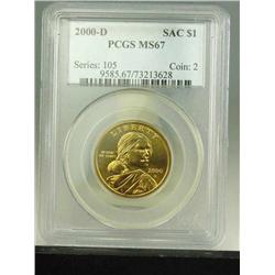 2000 D Sacagawea Millennium Set Rarely seen or offered in PCGS MS67. Only $75,000 of these special s