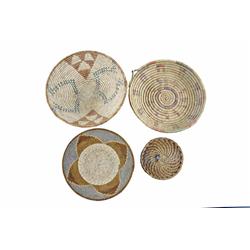 Lot of Northern Plains Indians Baskets 1- has flower type design, measures 12 3/4" diameter; 1- hand