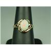 Image 1 : Charming 14K Yellow Gold Ladies Ring Set with a center opal and 2 side diamonds weighing approx. 2.0