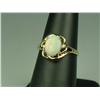 Image 2 : Charming 14K Yellow Gold Ladies Ring Set with a center opal and 2 side diamonds weighing approx. 2.0