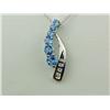 Image 1 : Ladies 10K WG  "Journey" Design Pendant Set with fine blue topaz and diamonds weighing approx 1.50 c