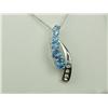 Image 2 : Ladies 10K WG  "Journey" Design Pendant Set with fine blue topaz and diamonds weighing approx 1.50 c