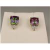 Image 1 : Superb 10K Yellow Gold Ladies Earrings Set with 2 matching checkerboard cut mystic topaz weighing ap