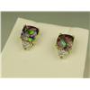 Image 2 : Superb 10K Yellow Gold Ladies Earrings Set with 2 matching checkerboard cut mystic topaz weighing ap
