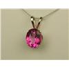 Image 1 : Hi-Quality 14K WG Ladies Handmade Pendant Fine set with an intense oval pink topaz weighing approx. 