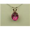 Image 2 : Hi-Quality 14K WG Ladies Handmade Pendant Fine set with an intense oval pink topaz weighing approx. 