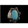 Image 1 : Navajo Ladies Turquoise Ring Set in sterling silver with feather type design.Set in sterling silver 