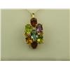 Image 1 : Charming 14K Yellow Gold Ladies Pendant Set with multi-colored gemstones and side diamonds weighing 