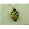 Image 2 : Charming 14K Yellow Gold Ladies Pendant Set with multi-colored gemstones and side diamonds weighing 
