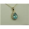 Image 1 : Dazzling 14K Yellow Gold Ladies Pendant Set with a pear shape blue topaz weighing approx. 2.00 carat