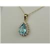 Image 2 : Dazzling 14K Yellow Gold Ladies Pendant Set with a pear shape blue topaz weighing approx. 2.00 carat