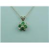 Image 1 : Pleasant 14K YG Ladies Flower Design Pendant Set with fine quality emerald and diamonds weighing app