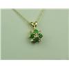 Image 2 : Pleasant 14K YG Ladies Flower Design Pendant Set with fine quality emerald and diamonds weighing app