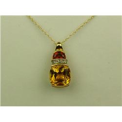 Stylish 10K Yellow Gold Ladies Pendant Set with an intense orange color Citrine weighing over 2.00 c