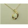 Image 1 : High Quality 10K YG Ladies Custom Pendant Set with a fine pear shape opal and  channel set diamonds 