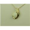 Image 2 : High Quality 10K YG Ladies Custom Pendant Set with a fine pear shape opal and  channel set diamonds 