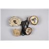 Image 1 : Collection of 4 Folk Art Antler Pieces Consisting of an elk bolo tie, a belt buckle with a bear claw