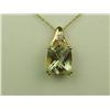 Image 1 : Majestic 10K 2-Tone Gold Necklace Set with a large checkerboard cut green Amethyst weighing over 5.0