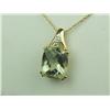 Image 2 : Majestic 10K 2-Tone Gold Necklace Set with a large checkerboard cut green Amethyst weighing over 5.0