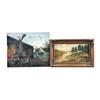 Image 1 : Collection of 2 Original Antique Oils One Thofmansky, dated 1899 depicting farm life, measures 22"x1