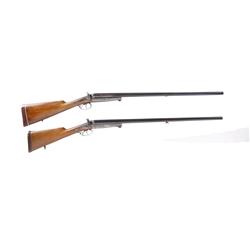 Pair of Husqvarna's Mdl 20 16 ga SN:147580,86809, Double barrel exposed hammer 16 gauge shotguns mad